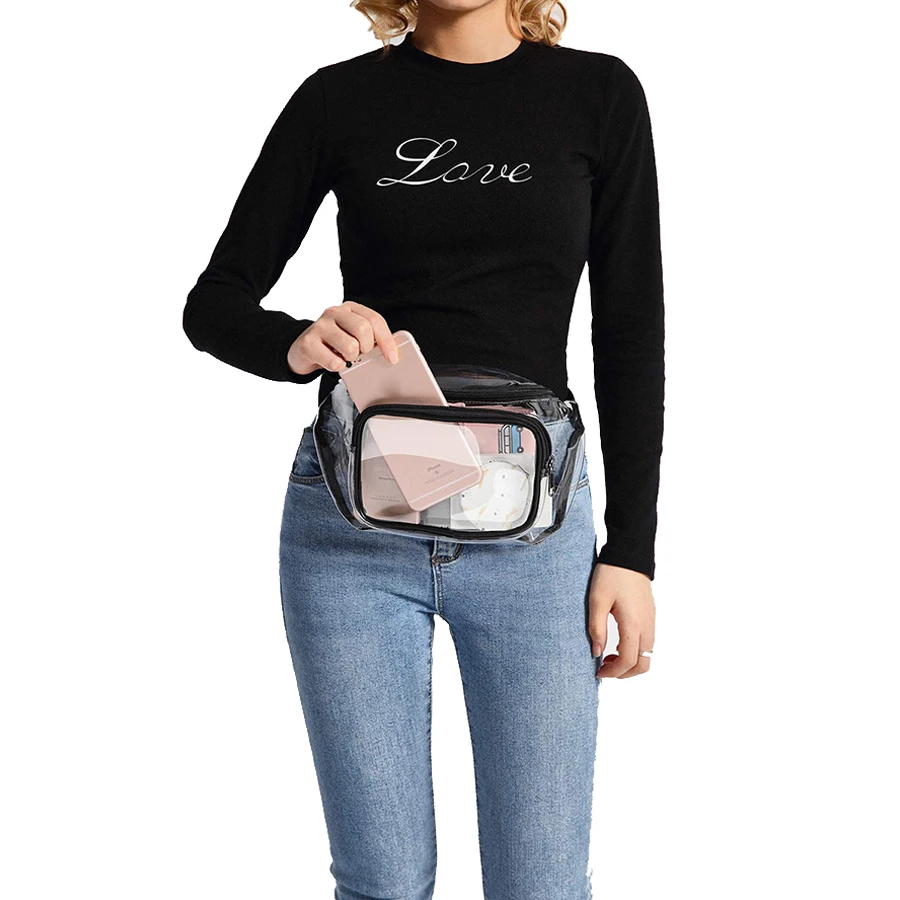 Women/Men Waist Bag PVC Clear Fanny Pack Ladies Transparent Water Proof Crossbody Bags For Girls Travel Chest Pack Coin Purse