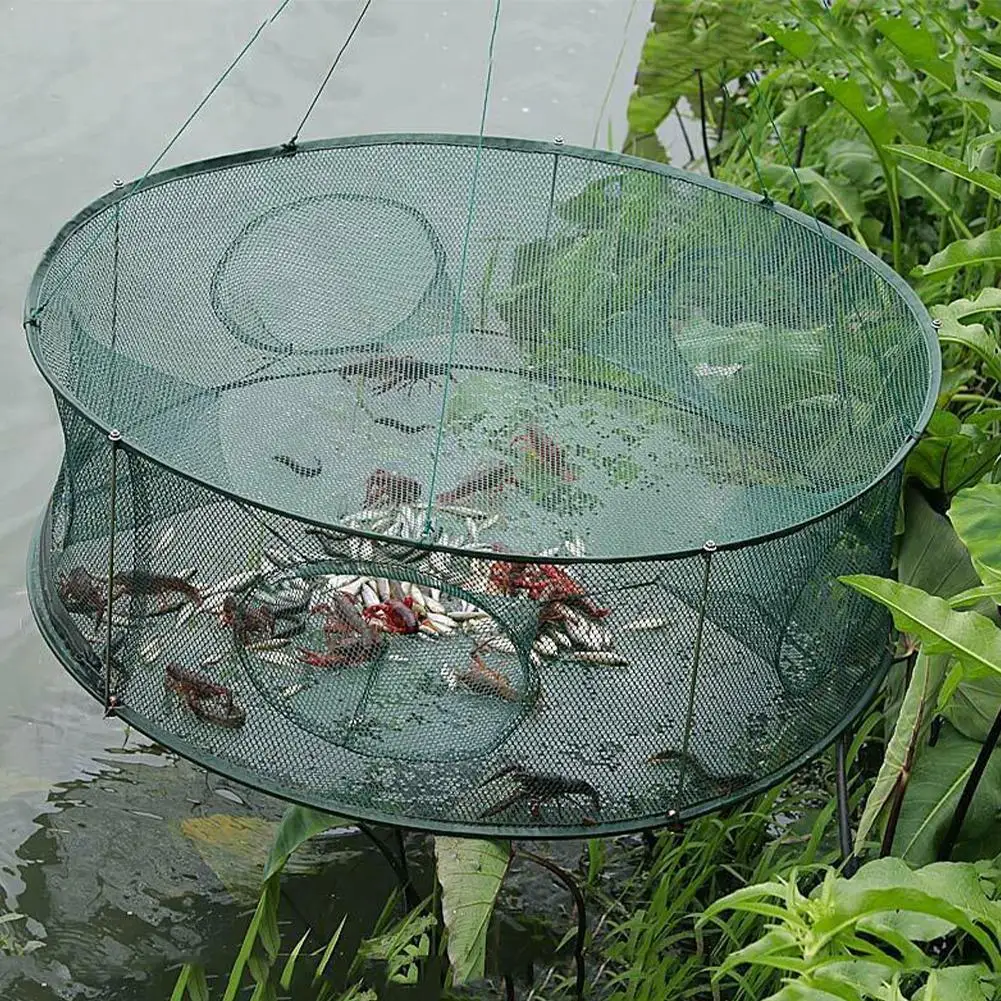 Folding fishing cage Automatic Fishing Net Trap Cage Shape For Crab Lobster Round Open Crayfish