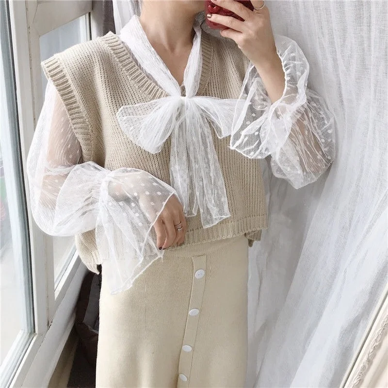 Blouse Women Design Sheer Female Tops All-match Minimalist Cozy Korean Version Elegant Hot Selling Students Daily Simple Retro