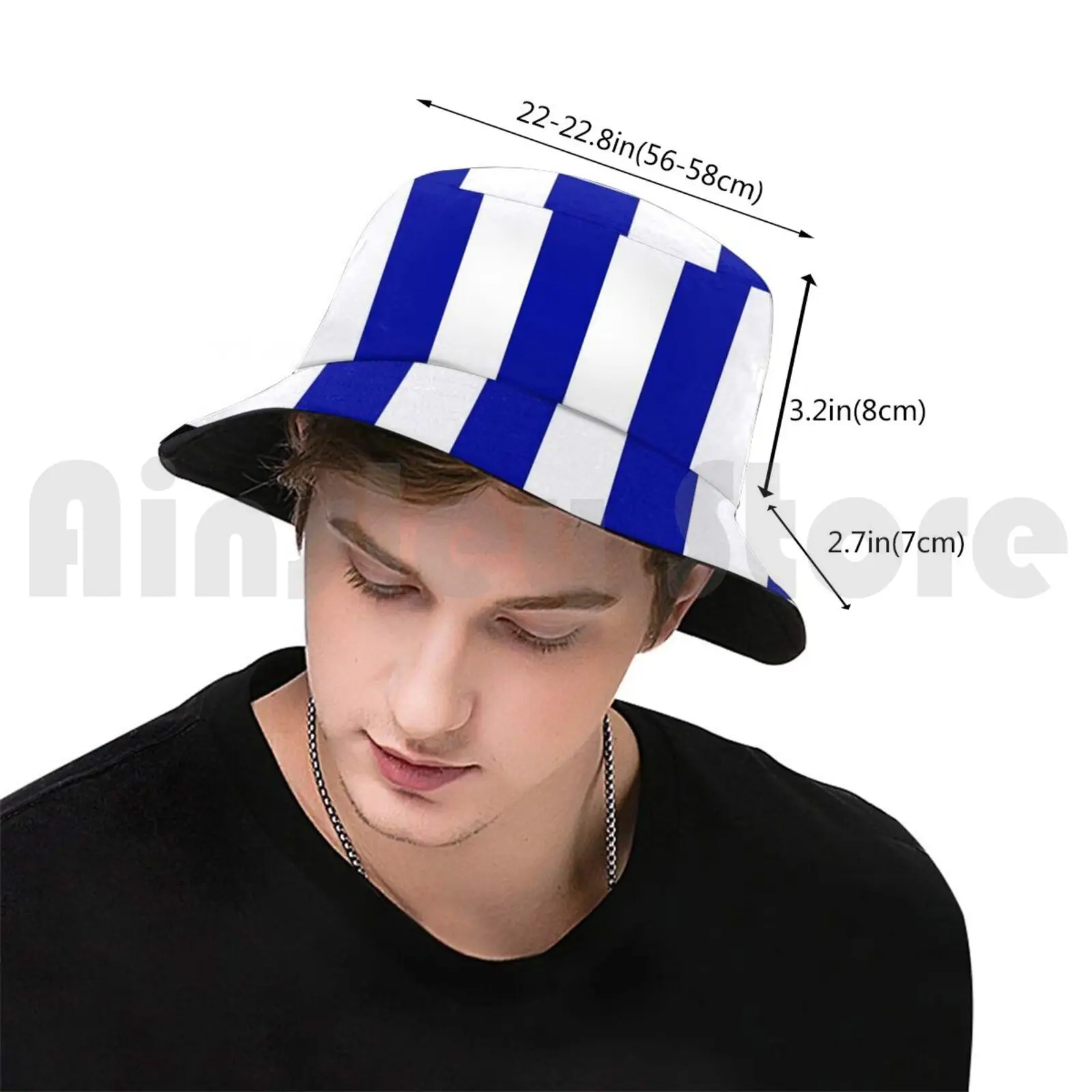 Blue And White Stripes Sports Pattern Bucket Hat Adult kid baby Beach Sun Hats Brighton Sheffield Wednesday Real