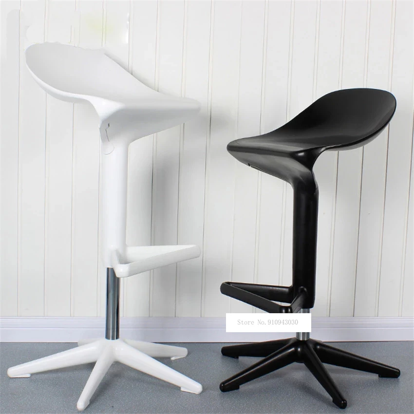 

2PCS/Set Modern European Creative Spoon Design Swivel Barstool ABS High Bar Chair Rotating 57-76CM Height Adjustable Bar Chair