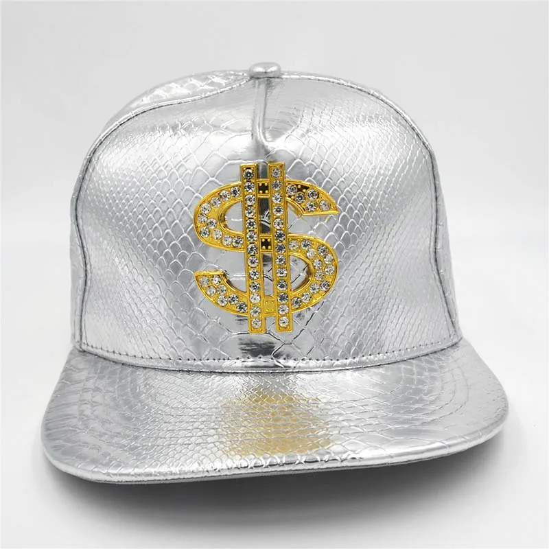 Doitbest Metal Golden dollar style mens Baseball Cap hiphop cap leather Adjustable Snapback Hats for men women