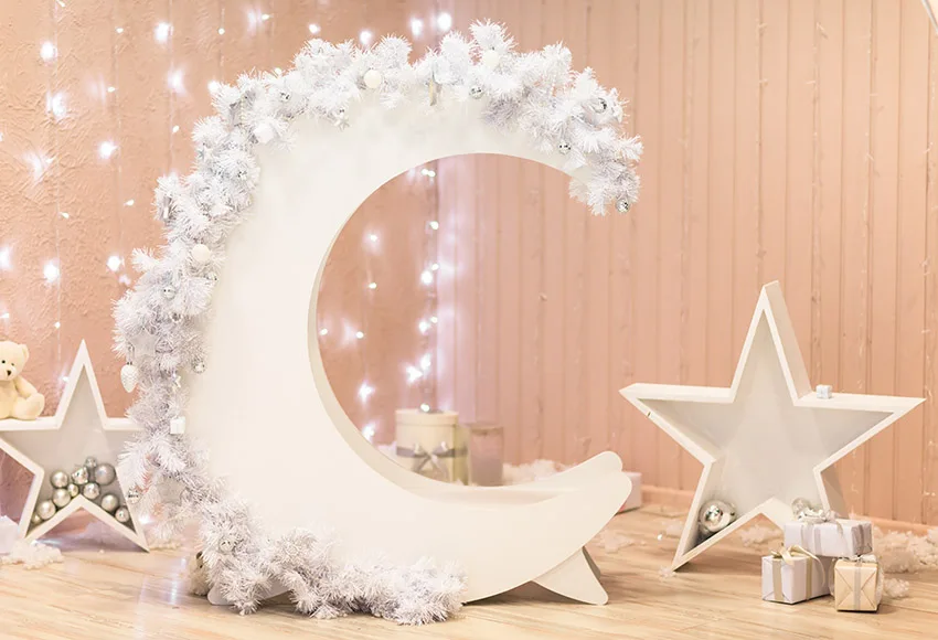 Mehofond-Fondo de fotografía para estudio fotográfico, telón de fondo con luz brillante, Luna blanca, estrella, retrato de recién nacido, regalo