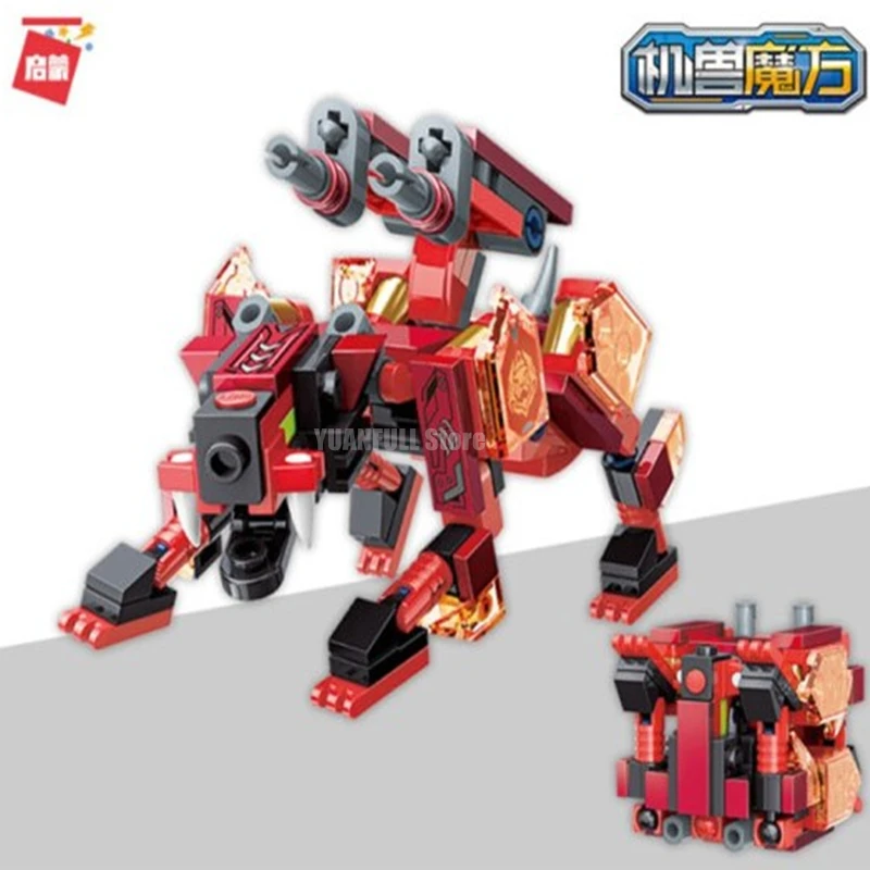 QMAN Machine Armour Beast Magic Cube Transformation DIY Mecha Mechanical Brick Fight Figures Building Blocks Robot Toy Kids Gift