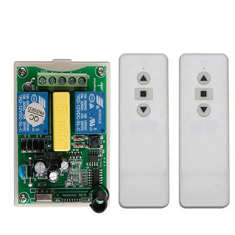 

433MHz Universal Wireless Remote AC 220V 2CH rf Relay and Transmitter Remote Garage/tubular motor/ Home appliance Control switch