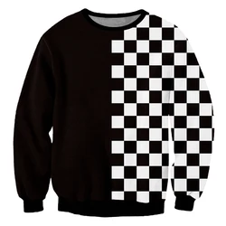 Suéter de cuadrícula Pop para hombre y mujer, jersey de gran tamaño con estampado de Anime en 3D, para vacaciones, Otoño e Invierno