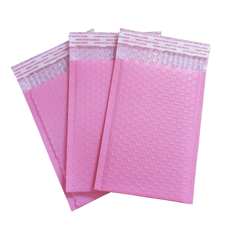 Envelopes com plástico bolha para envio postal, cores rosa claro, 17 tamanhos, 10 peças, auto-vedação