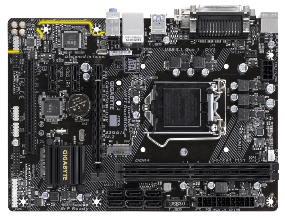 Gigabyte GA-B250M-D3V Motherboard B250M-D3V B250 Socket LGA 1151 DDR4 USB3.0 SATA3 PCI-E3.0