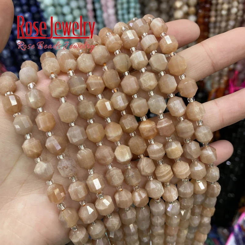 

8mm Natural Sunstone Beads Faceted Stone Loose Spacer Beads For Jewelry Making DIY Charm Bracelet Necklace Accessories 15"strand