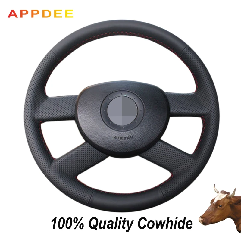 

APPDEE, черная натуральная кожа, искусственная кожа для Volkswagen VW Polo 2003-2006