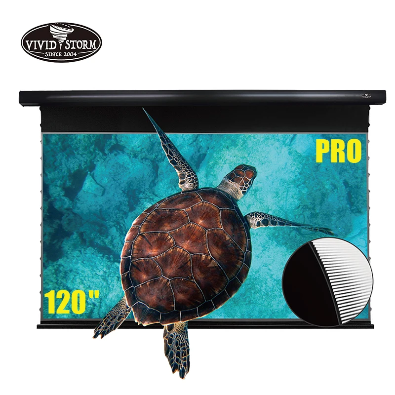 

VIVIDSTORM 120 Inch PRO Slimline Motorized Drop Down Screen UST Projector Ambient Light Rejecting 4K Ceiling CLR Ceiling Screen