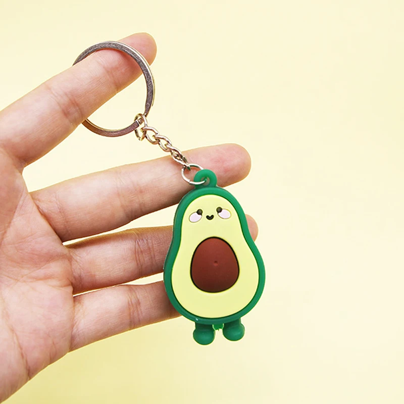 Fashion Simulation Fruit Avocado Smile Keychain 3D Resin Key Chains Jewelry Gift