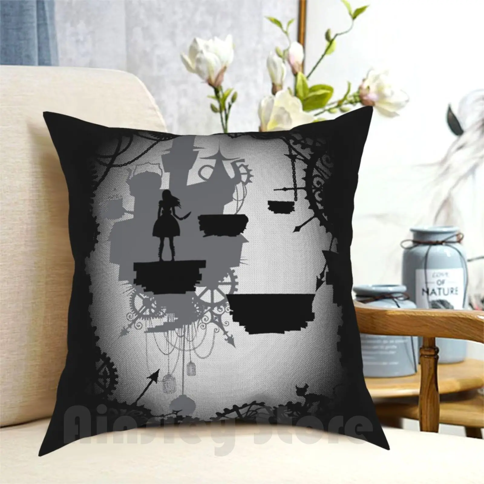 Alice In Limbo Pillow Case Printed Home Soft Throw Pillow Alice Limbo Games Gamer Indie Game Alice In Dark Black And