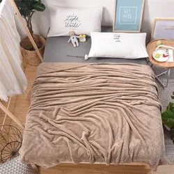 Soft Fleece Flannel Blanket Plush, Monochromatic Bed Covers, Plaid Throw Blankets, Bedspread, 15 Colors, 150x200cm