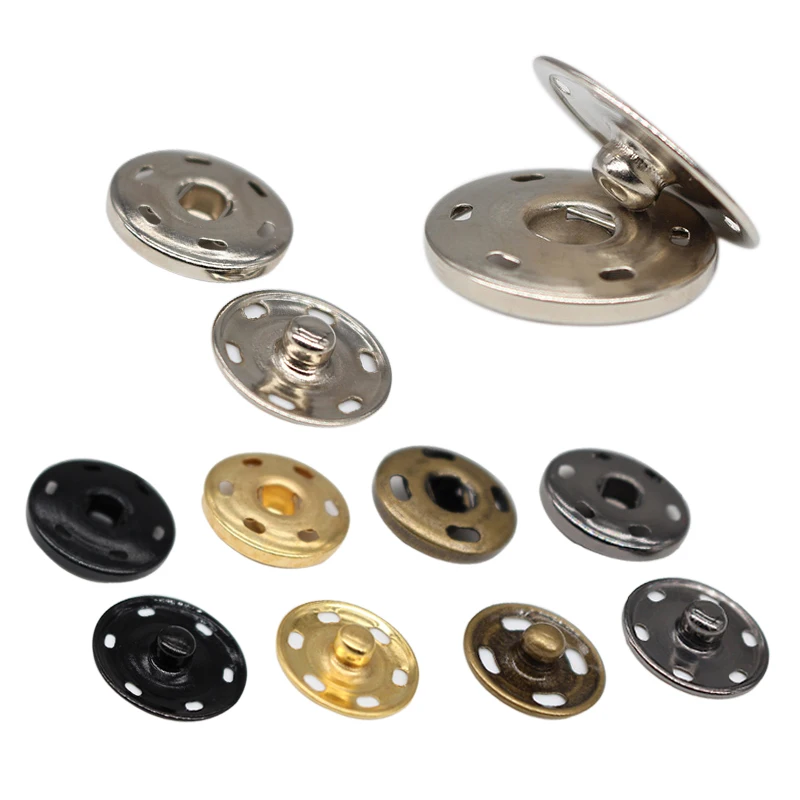 50 Pairs Snap Metal Press Buttons Fastener 7.5/10/15/21/25/30mm Round Button DIY Garment Buckles Needlework Sewing Accessories