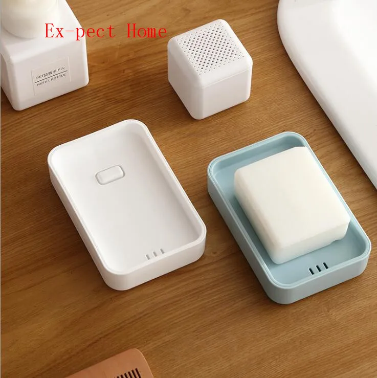 

100pcs Bathroom Soap Box Plastic Soap Dish Creative Double Draining Soap Holder Plastic Containers with Drain