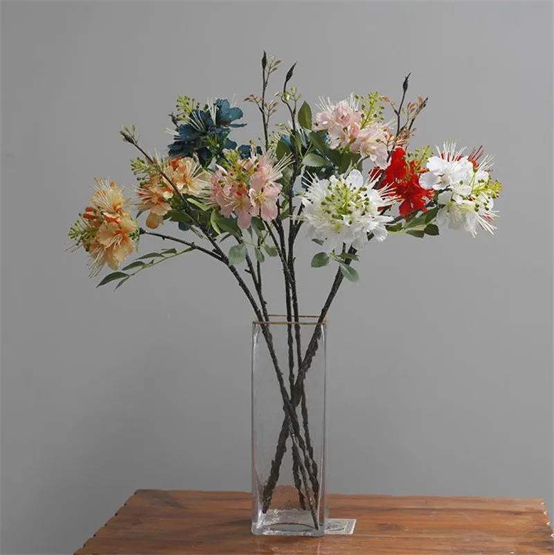 

10pcs Fake Phoenix Flower (2 heads/piece) 20.87" Simulation Delonix Regia for Home Wedding Decorative Artificial Fowers