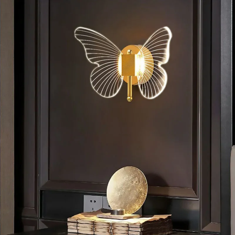 Led Lampara Mesita Noche For Bedroom Butterfly Wall Lamp Creative Modern Nordic Bedside Light Decorative Background Home Decor