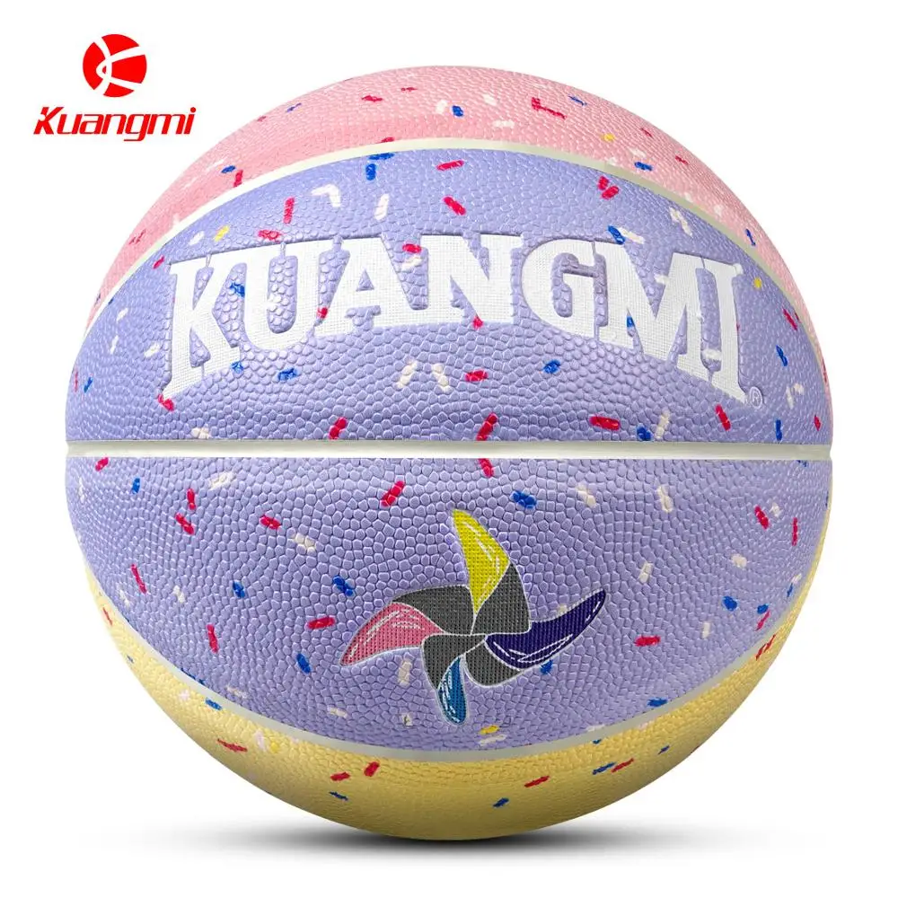 Kuangmi Kid's Macaroon Basketball Size 5 7 Hygroscopic PU Material Children's Game Balls Training Sports Toy Gifts