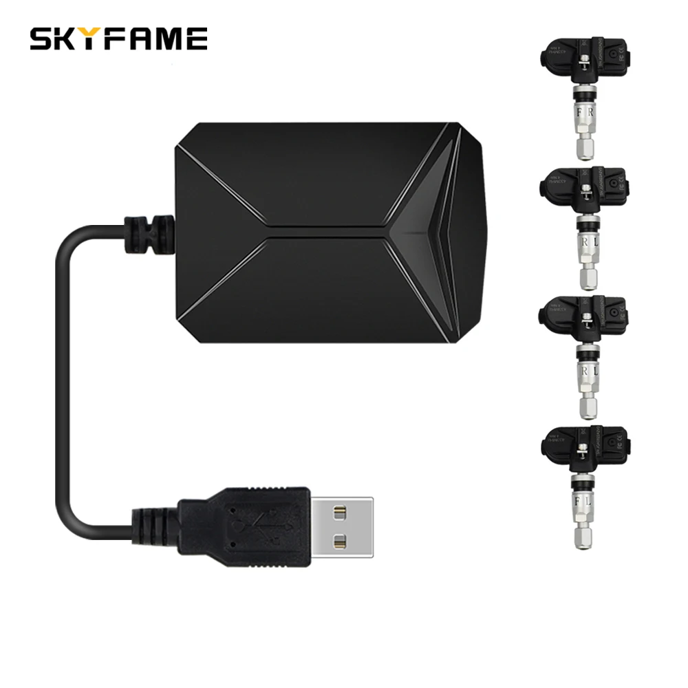 SKYFAME أندرويد TPMS للسيارة أندرويد Big Scerren نظام مراقبة ضغط الإطارات الاحتياطية الإطارات الداخلية الاستشعار الخارجي USB TMPS