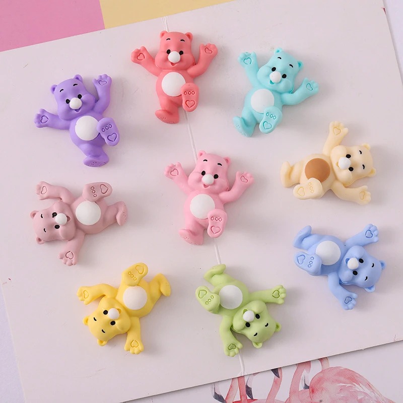 10PC Cute Cartoon Bear Series Resin Accessories DIY Hairwear Jewelry Brooch Decorative Material Scrapbook Phone Key Chain Crafts