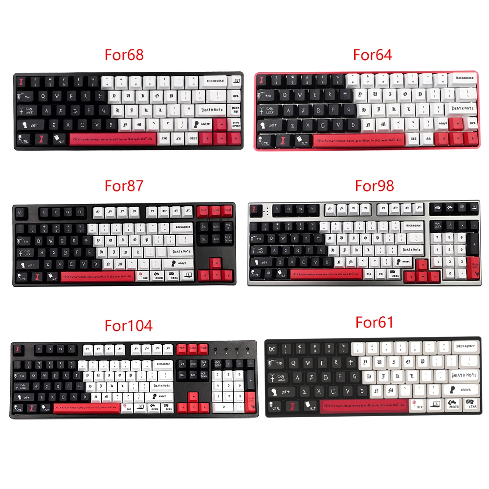 Death Note Keycap Cherry Profile Dye Sub Personalized pbt Keycaps For Mechanical Keyboard GK61 64 68 TKL87 96 104 Layout iso Key