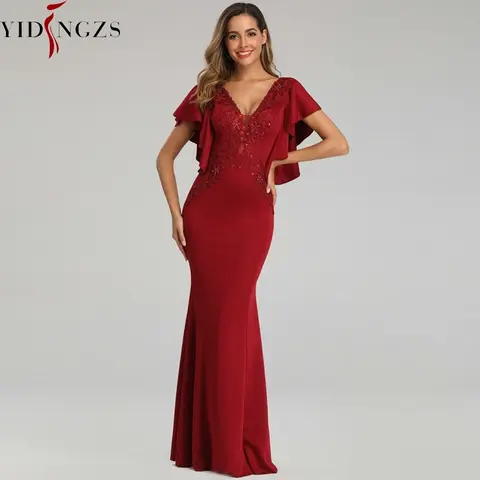 See-through Beaded Evening Dress YIDINGZS