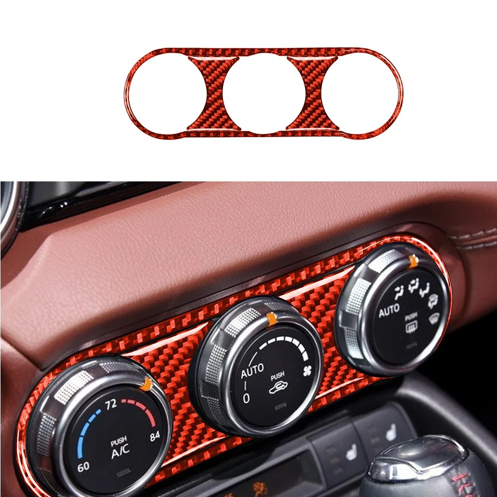 

Red Carbon Fiber Sticker Center Control AC Air Conditioning Button Frame Cover Trim For Mazda MX-5 Miata Roadster 2016+ MX5 ND