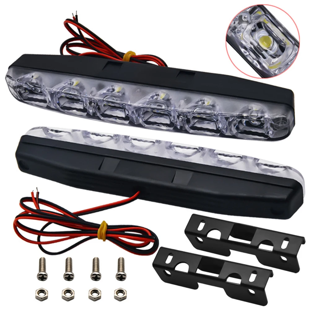 2pcs Waterproof Car Headlight  LED Car Daytime Running Lights DRL 6 LEDs DC 12V 6000K Automobile light Source Car Styling