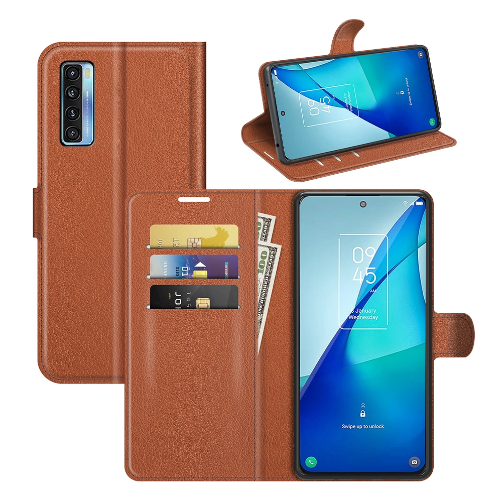 10pcs/Lot Phone Lychee Litchi Flip Wallet Leather Case For TCL Stylus 303 30 30T 30 Z 30V 305 306 20S 20 SE Pro 5G 20L Plus