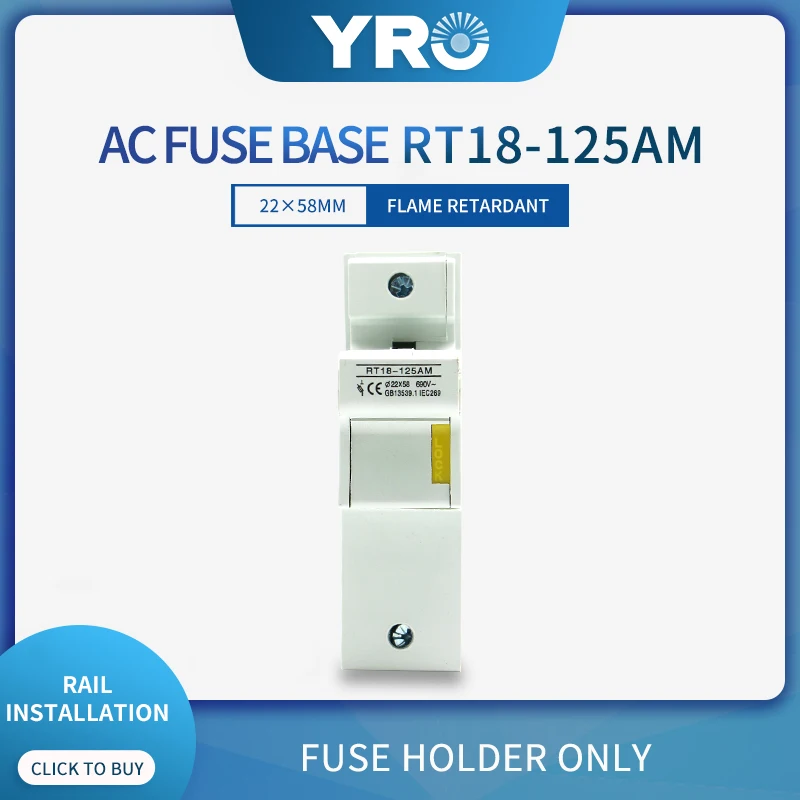 AC 1PC 1P Fuse Base 690V With LED light Matching Fuse 22x58MM R017 only Fuse Base RT18-125AM
