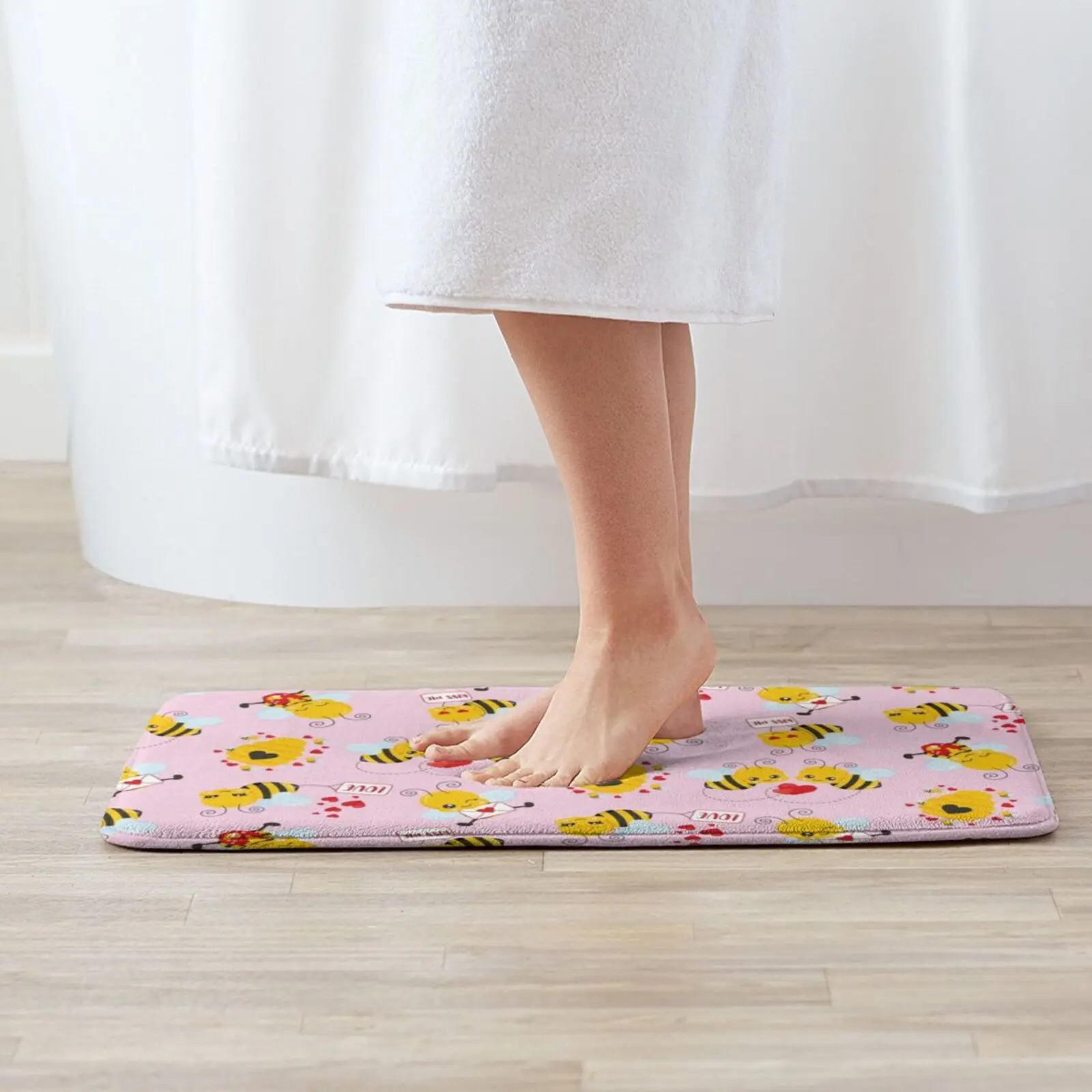 Love Bee Neck Gaiter Pink Bee Love Neck Gator Soft Non-Slip Mat Rug 3168 Carpet Cushion Bee Bee Hive Bee Lover Bee Bee