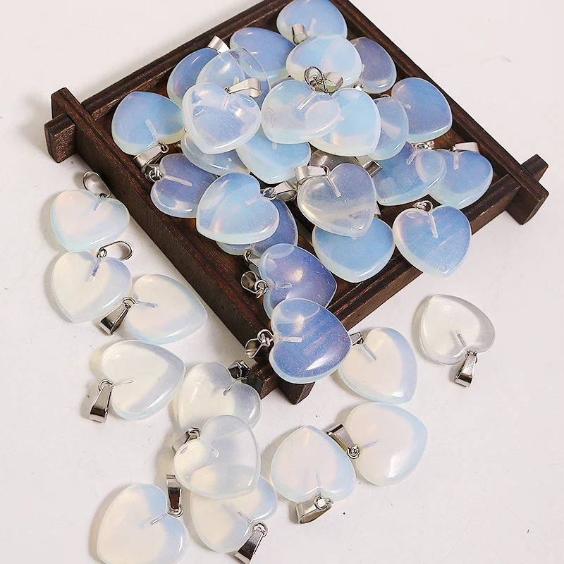 Wholesale Charms Opal Heart Stone Necklace Healing Pendants DIY For Jewelry Accessories Making Free Shipping Women Earring Beads