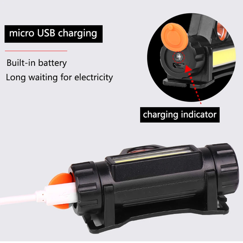 Imagem -05 - Xp-g q5 Built-in 18650 Bateria Led Farol Cob Trabalho Luz Modo de Luz com Ímã à Prova Impermeável Água Farol Lâmpada Cabeça Lanterna