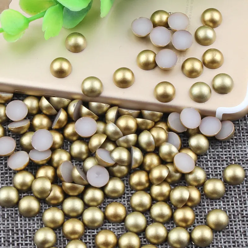 TPSMOC Half Round Acrylic Golden/silver Imitation Pearl Loose Beads Jewelry Crafts Grament Clothes Headwear Shoes Bags Hats Dec