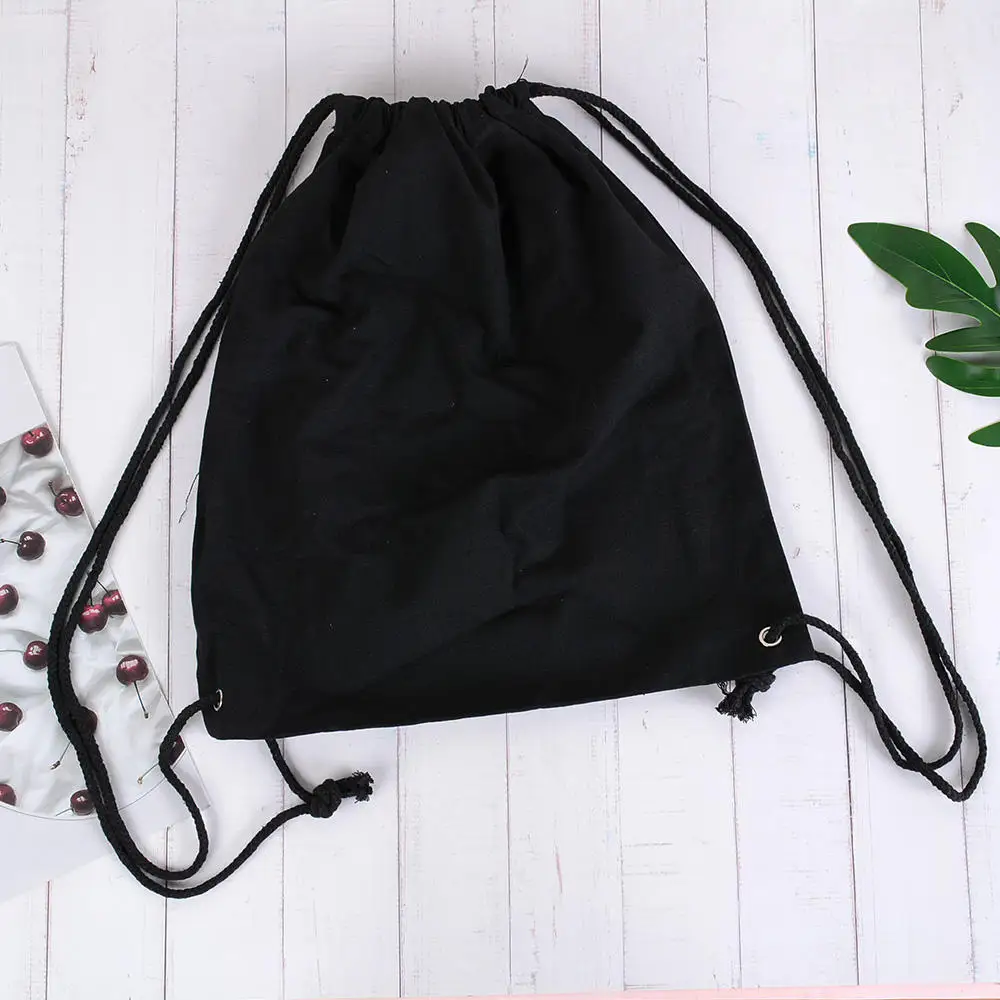 2022 Canvas Fashion Drawstring Bag Lady Shopping Bag Portable Quality Trendy Simple Backpack Cotton Linen Bolsillo Con Cordón