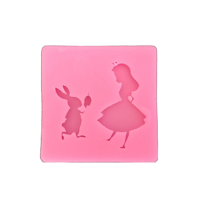 Free Shipping Alice Rabbit Silicone Fondant Baking Paste Mold Cake Decorating Polymer Clay Resin Candy Cake Super Sculpey