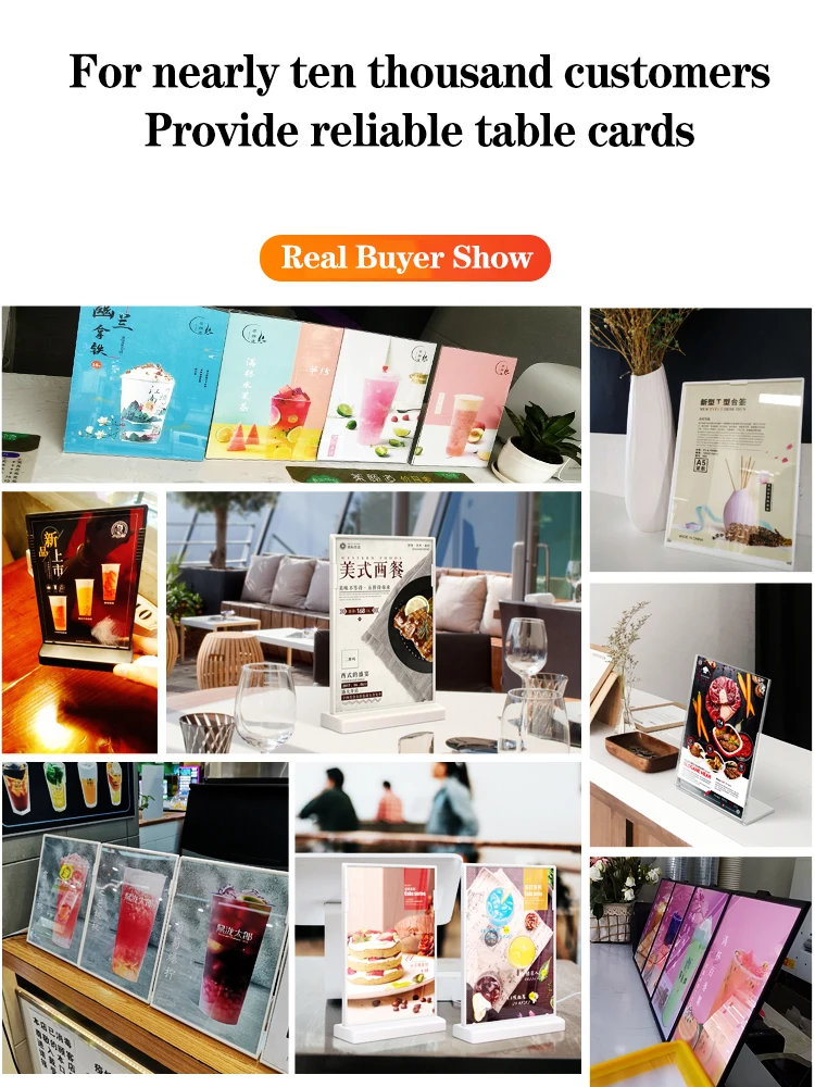 Acrylic Panel Menu Display Stand A4L-Shaped Vertical Table Card Table Brand High-End Plastic Wine Catalog Menu A5 Type Name Card