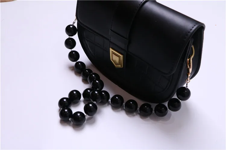 Resistant Chunky Black Bead Design Good Quality  Bag Strap Lady Top Handle Bag Belts Chain Beaded shoulder Chain