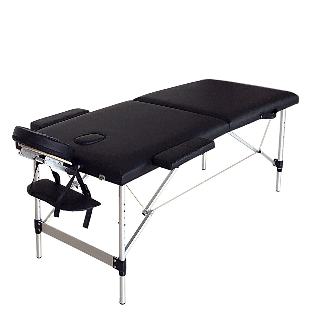 2 Sections (186 x 60 x 63cm Beauty Bed Folding Portable SPA Bodybuilding Massage Table Black