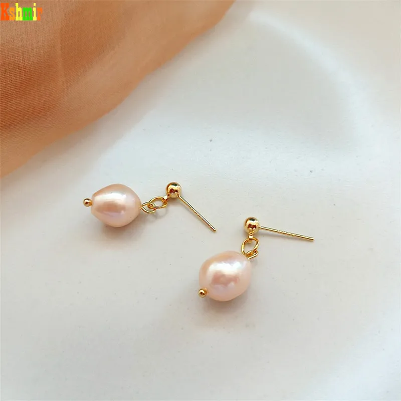 Kshmir2020 French Baroque Fresh Water Pearl Ear-studs Small Pendant Earrings Simple After Wholesale Women Geometric Hyperbole