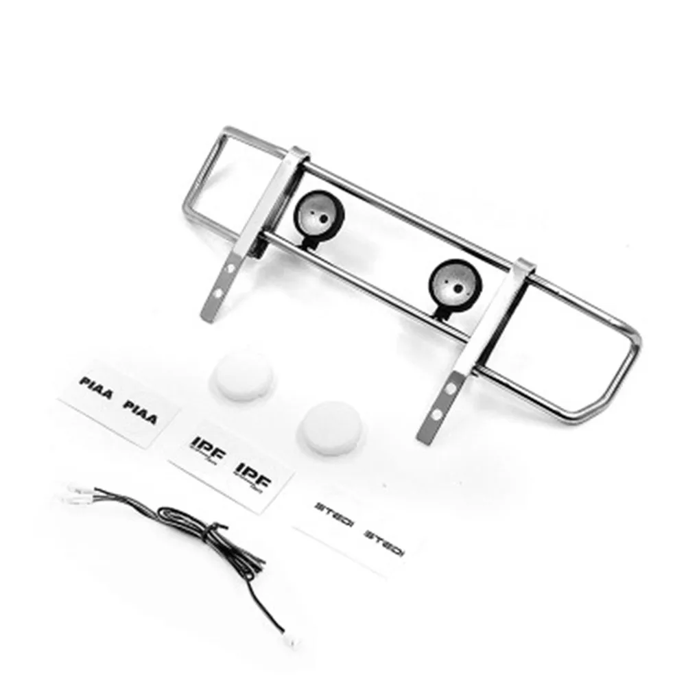 Metal Front Bumper with LED Lamp Spotlight for 1/10 TRX6 G63 TRX4 G500 RC Car Parts Accessories