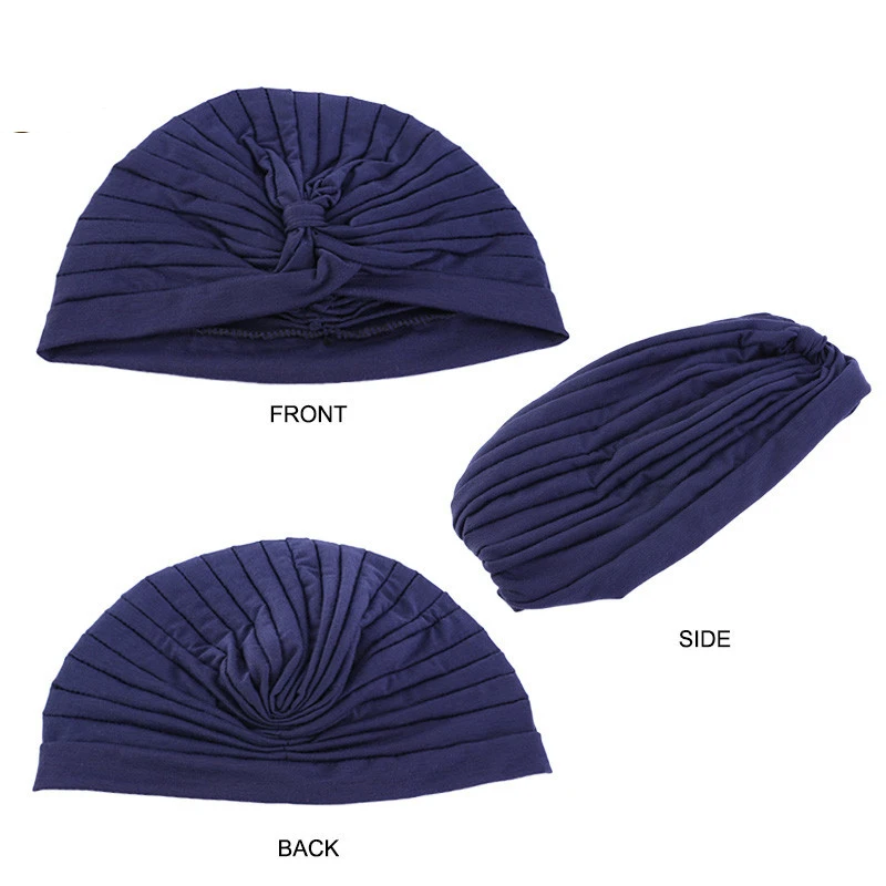 2024 Fashion Turban Cap for Women Soft Muslim Hats Female Inner Caps Solid Arab Indian Bonnet Wrap Head Scarf Hat Chemo Cancer