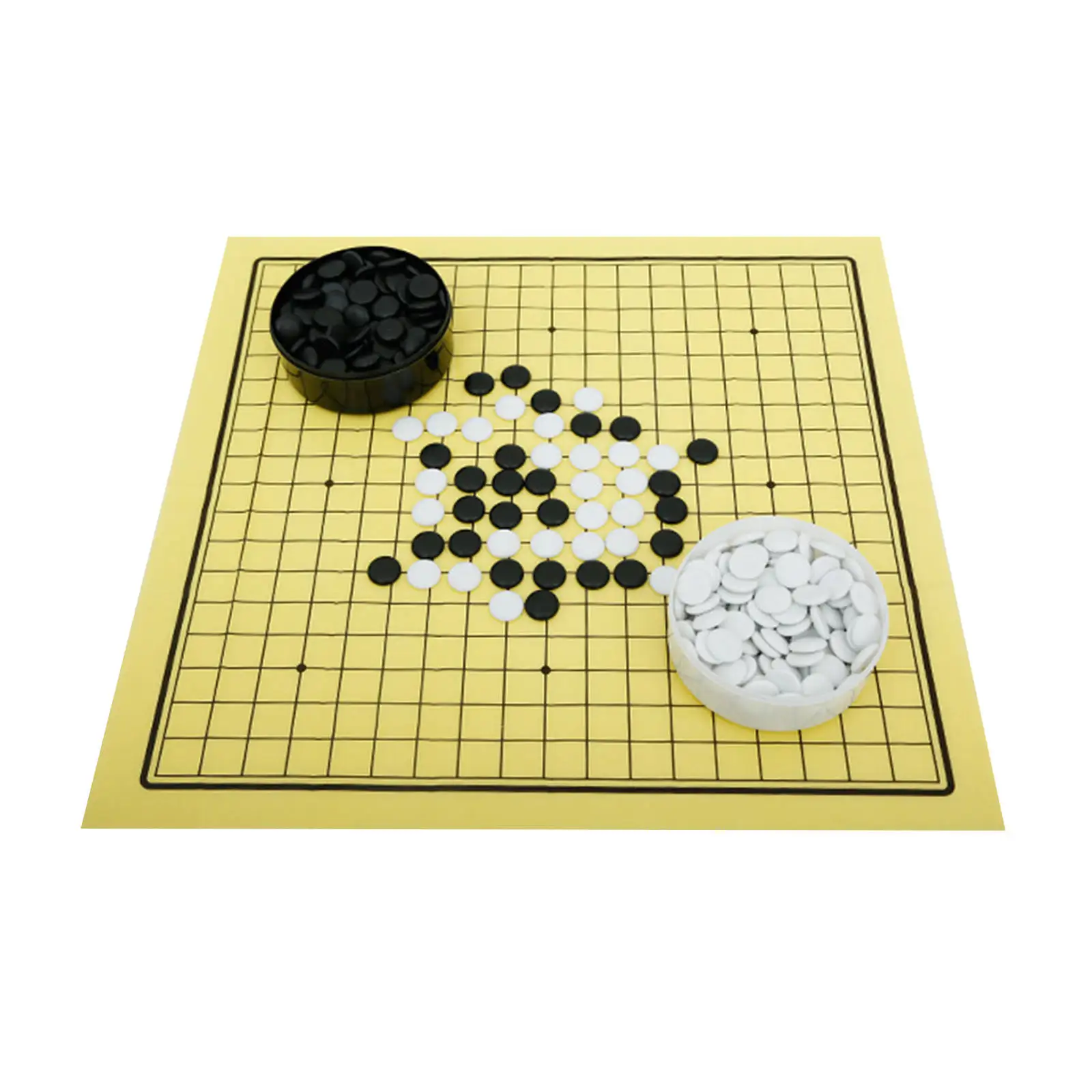 Folding Go Game Set Baduk/Weiqi 2 Player with Box Board Game Classic Strategy Games Go Set for Picnic Travel Beginner Adults