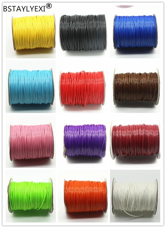 30color200yard1.5mm 5mm 4mm 3mm 2.5mm 2mm Korean waxed line Round  Cord Necklace Rope Leather  Thread Jewelry Making Accessories