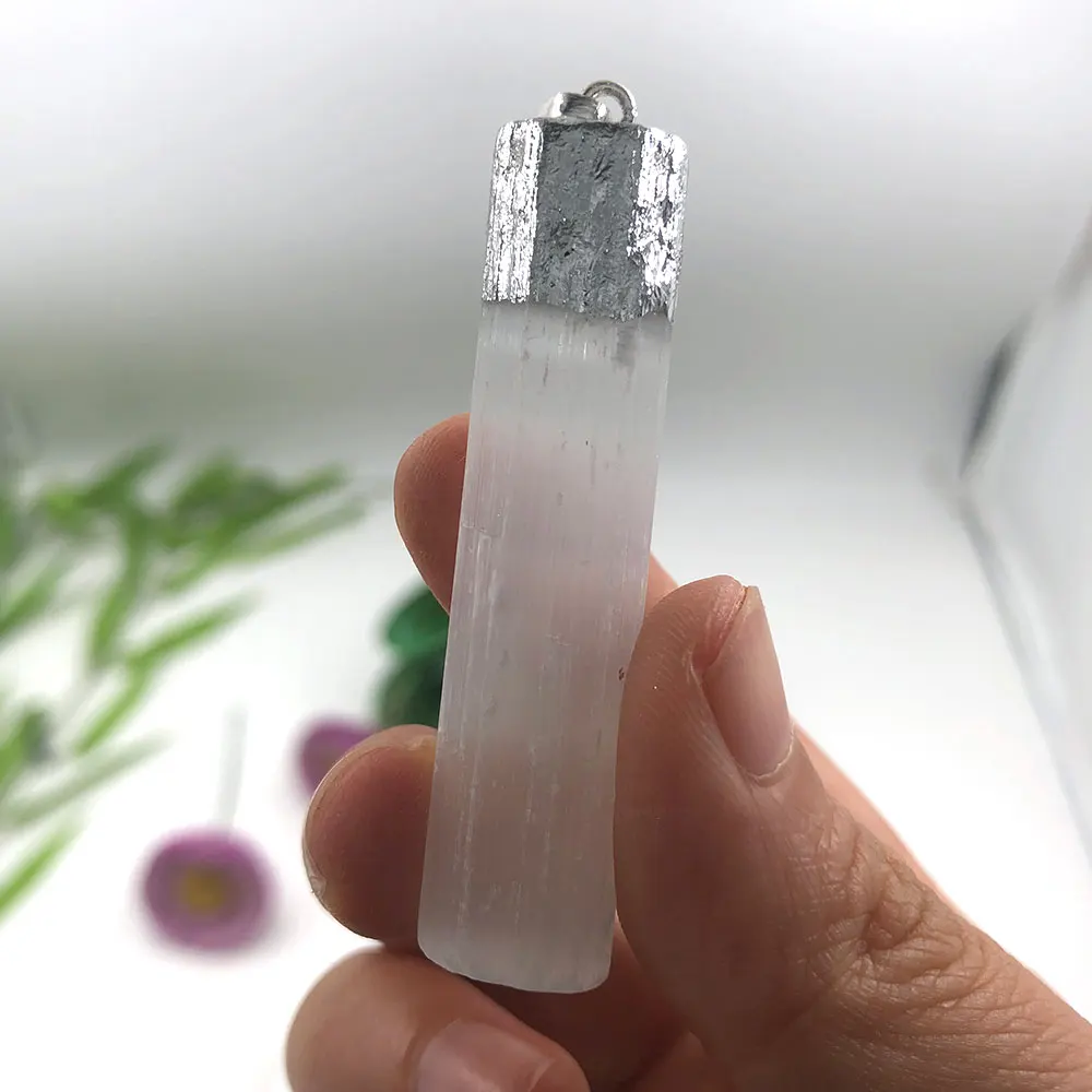 

1pc Random Natural Selenite Stick Raw Pendant Crystal Necklace Quartz Mineral Healing Stone Reiki Gift Chakra Gypsum Crafts