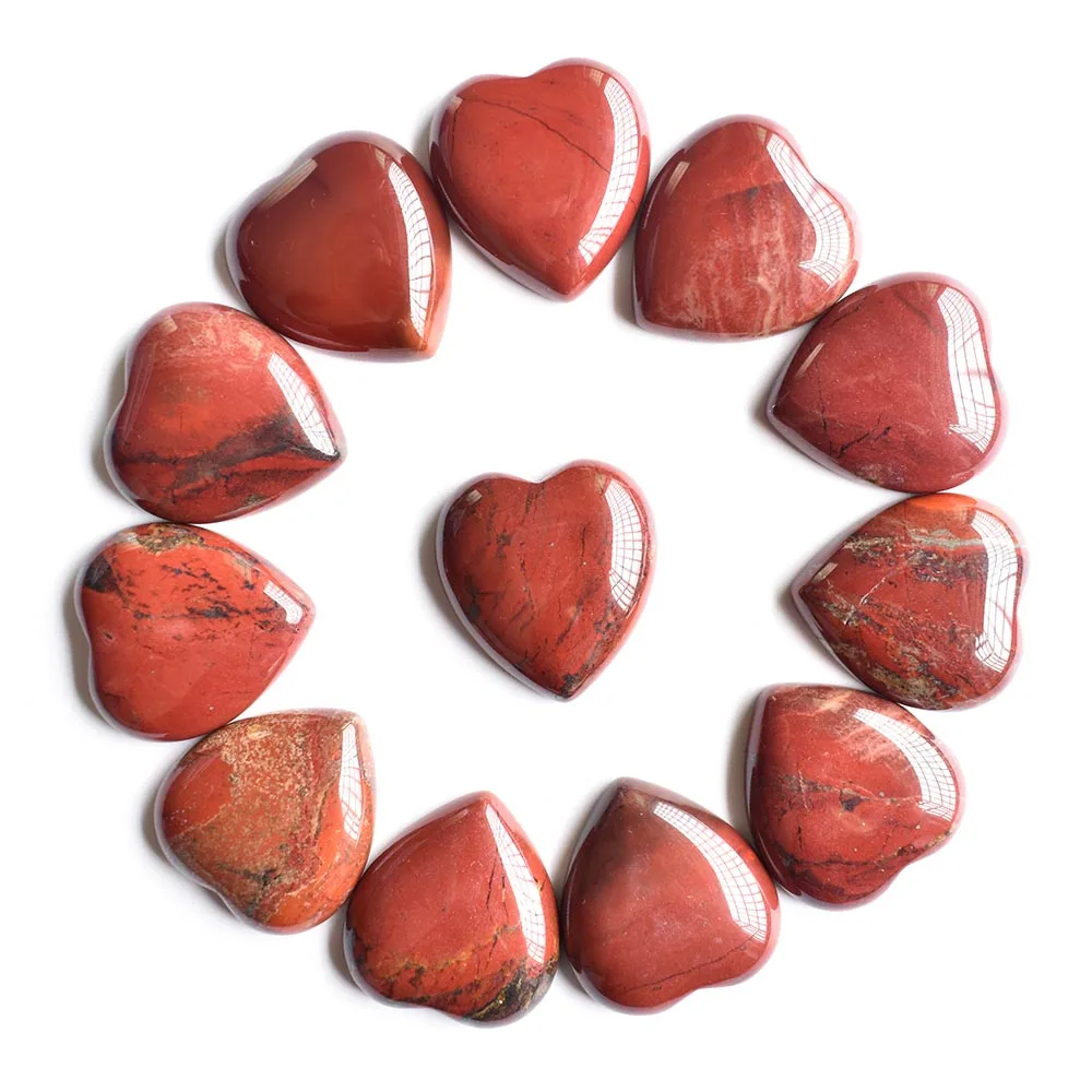 2020 new Top quality Assorted natural stone mix heart shape cab cabochons beads for jewelry making 25mm wholesale 12pcs/lot free