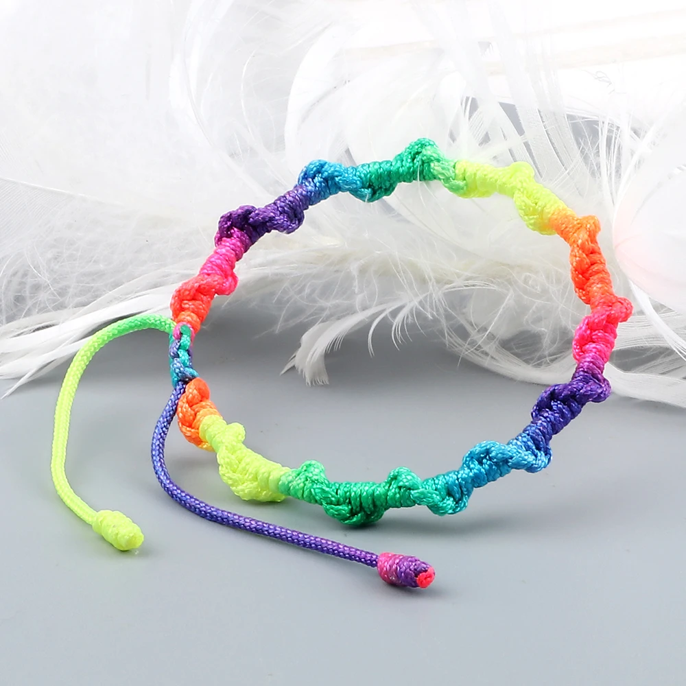 Rainbow Thread Braided Bracelets Handmade Tibetan Buddhist String Bracelet Adjustable Knot Bangles Women Men Friendship Jewelry