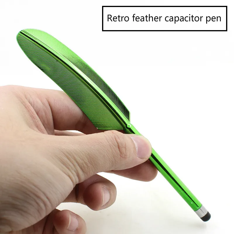 2019 Design Feather Multicolor Capacitive Stylus Touch Screen Pen for iPhone For Samsung PC Tablet Conductive Capacitance Pen