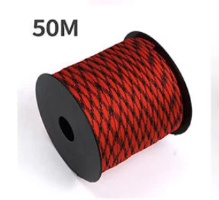 50 m, 1 Rolle, 4 mm, 7 Ständerkerne, Paracord für Überleben, Fallschirmschnur, Lanyard, Camping, Klettern, Campingseil, Wandern, Wäscheleine